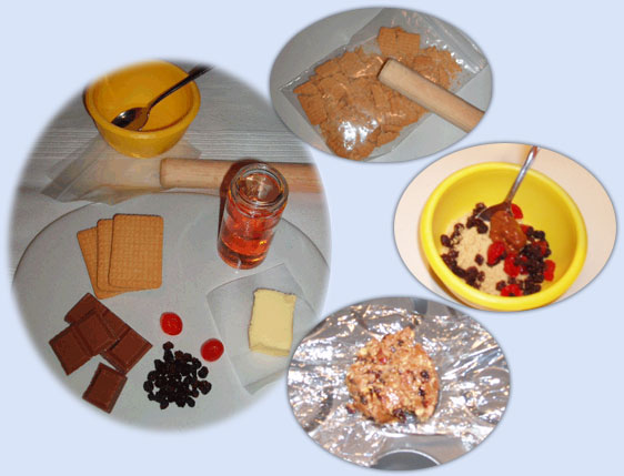 Making a no cook biscuit pudding