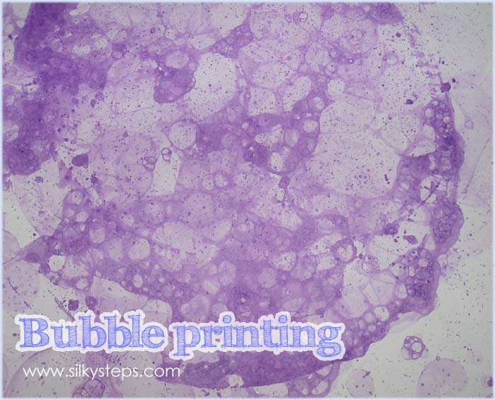 Bubble blowing mix and printing onto paper