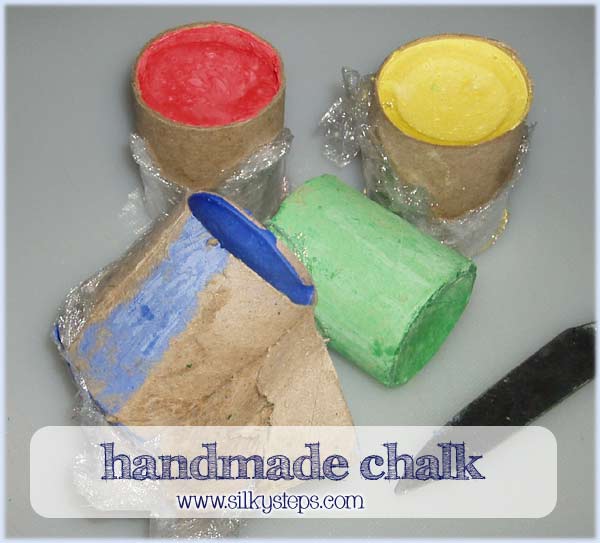 Remove the dried plaster chalks from the cardboard tubing