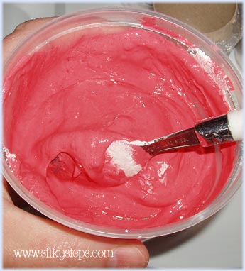 Stir together the plaster, powder paint and water to a thick paste