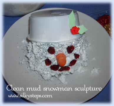 Messy play recipe -  whipped snow clean mud play activity