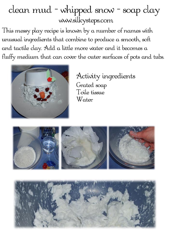 Clean mud - whipped snow messy play recipe
