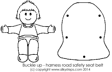 Child and car seat threading activity raising awareness of in car safety