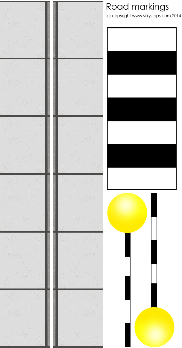 Road markings - zebra crossing beacons pavements