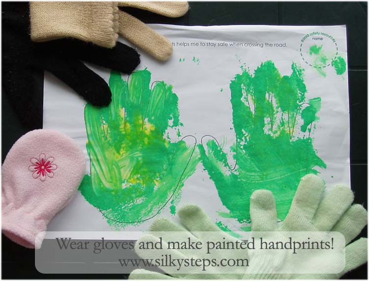 Paint activity for raising the awareness of hand holding and road safety
