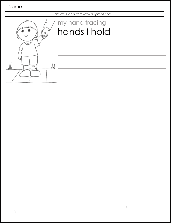 Hand holding and road safety activity sheet