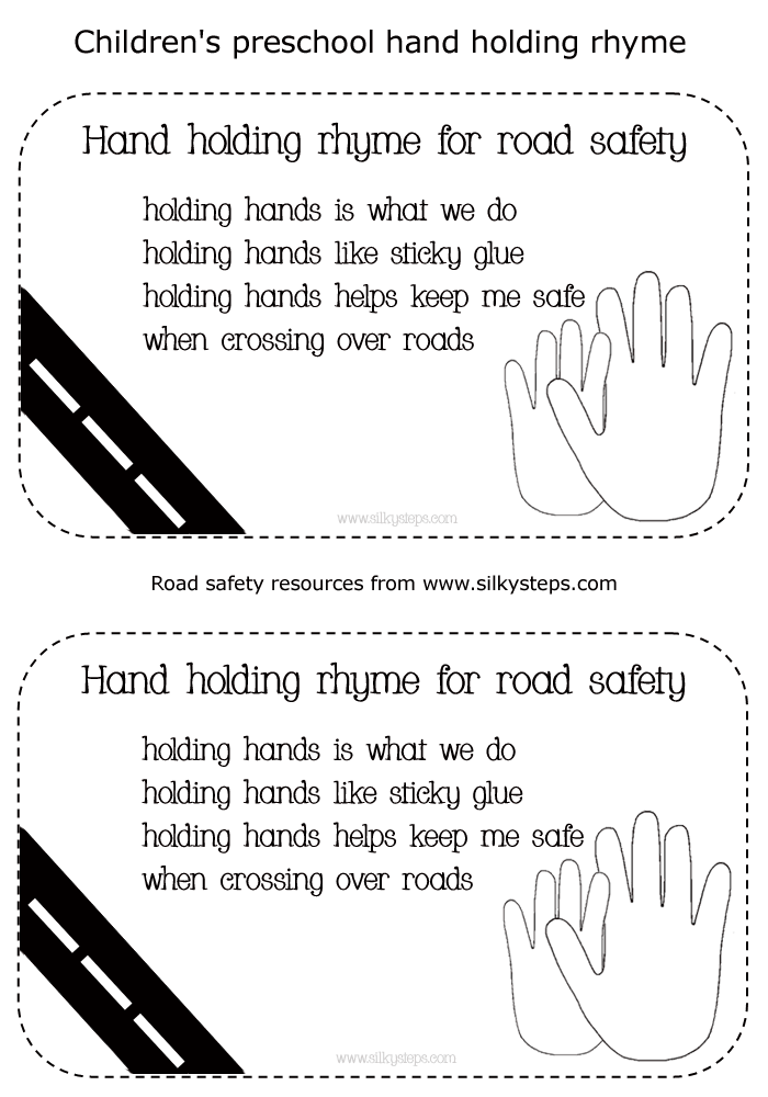 Hand holding rhyme for road safety awareness - Sticky glue