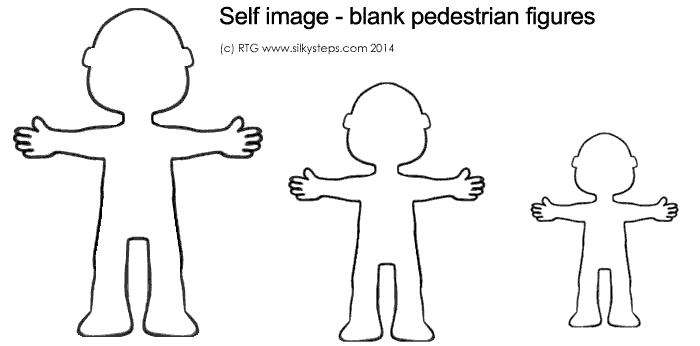 Blank road safety pedestrian outlines for mark making