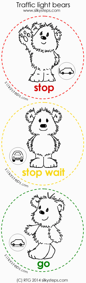 Traffic lights painting activity - STOP WAIT GO bear stampers