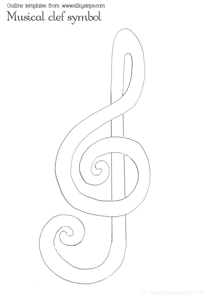 Musical clef symbol outline template