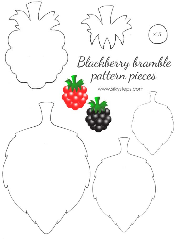 Blackberry and bramble leaf outline template pattern pieces