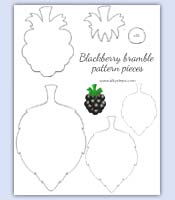 Blackberry or raspberry felt and paper outline template pattern pieces