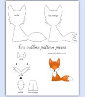 Fox outline template pattern - felt paper printable