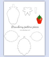 Strawberry felt and paper outline template pattern pieces