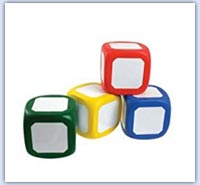 Blank write on dice to support learning activities