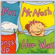 Mrs McNosh hangs up her wash ..