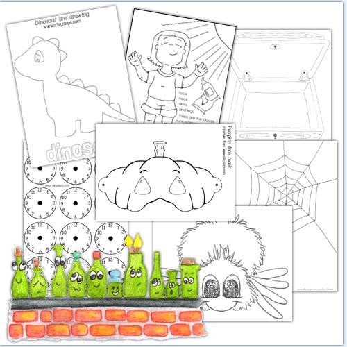 Printables - outline and colour sheets for children's play